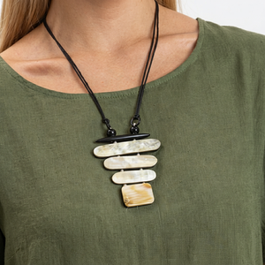 Bohemian Buffalo Bone & Horn Pendant Necklace Women's Geometric Layered Statement Jewelry Set Engagement Fashion <b>Accessory</b> - Product Image 1
