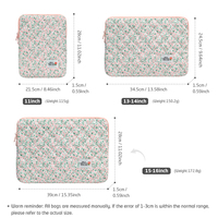 Housse mignonne pour ordinateur portable, étuis de transport matelassés imprimés de fleurs de 14 à 16 pouces, accessoires de protection rembourrés souples floraux