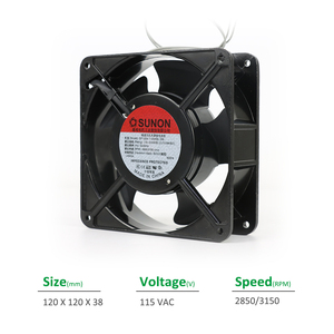 Sunon 1123XBL.GN SP100A 120x120x38มม. 115VAC 50/60Hz 2850/3150RPM 97/117CFM 0.26/0.24A 22/20W ลูกปืนไฟฟ้าแกน ODM - Product Image 2