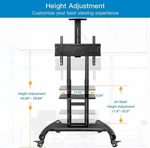 Soporte de esquina para Carro de Tv móvil Soporte de montaje de monitor motorizado Trípode Lcd Led Audio Piso Pilar giratorio Carro de TV - Product Image 3
