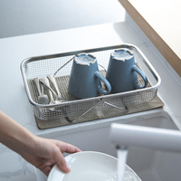 SHIMOYAMA Cesta coladora de malla para fregadero de cocina, para platos y frutas, de acero inoxidable 304, con asa expandible