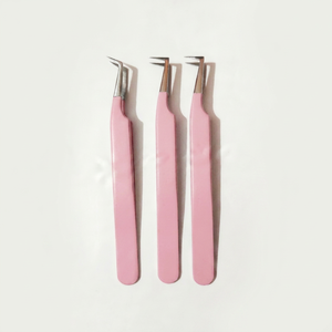Nouveautés : Pince à épiler professionnelle en acier inoxydable à pointe en fibre durable pour extensions de cils, avec boîte personnalisée, volume 90 degrés - Product Image 1