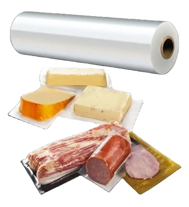 Ingrosso involucro per alimenti pellicola termoretraibile per carne di pollo per imballaggio pellicola barriera per alimenti in plastica pellicola termoretraibile