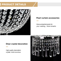 Lustre LED créatif en métal argenté avec perles de cristal pour décoration de mariage
