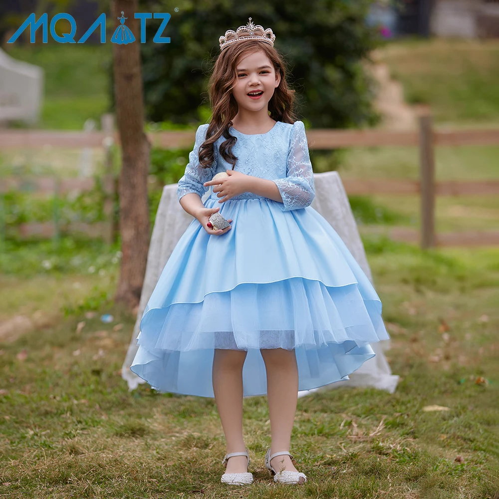 Mqatz высокого качества, детская одежда, одежда для детей, От 3 до 10 лет модное платье для девочек с длинным шлейфом для девочек; Праздничное платье