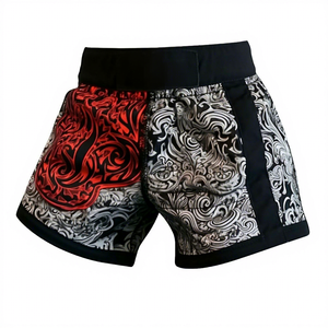 Red Muay Thai MMA <b>Grappling</b> MMA Sports <b>Shorts</b> Quick Dry Breathable Lightweight 100% Polyester OEM Custom Logo - Product Image 3