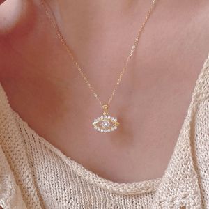 Joyería Fina de Plata de Ley 925 con Circonita, Collar con Colgante en Forma de Ojo Chapado en Oro de 18k - Product Image 4