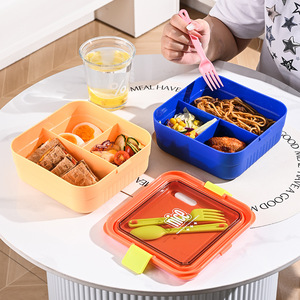 Boîte à lunch en plastique anti-fuite Bencircle B289 avec compartiments et couverts, récipient de stockage alimentaire réutilisable pour l'école et le bureau - Product Image 4