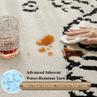 Tapis d'intérieur imperméable réversible en polyester, design abstrait crème, poils moyens, support en jute, tapis de salon antidérapant