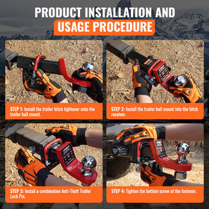 Kit d'accessoires de remorquage robuste avec stabilisateur anti-tintement et goupille de verrouillage sécurisée, compatible avec attache de remorque en acier de 2 pouces - Product Image 5