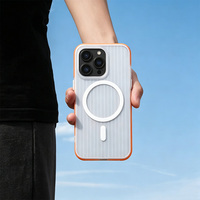 Coque de téléphone magnétique transparente texturée mate avec bouton caméra IA, poignée anti-traces de doigts, bouton métallique et protection de l'objectif surélevée