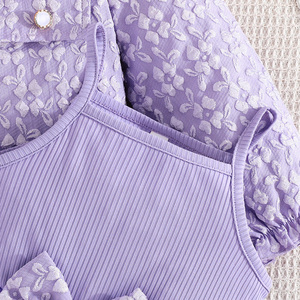 ชุดลำลองสองชิ้นสำหรับเด็กผู้หญิง ดีไซน์สวยหรู พร้อมโบว์น่ารัก เสื้อแขนยาว ผ้าขนสัตว์เนื้อนุ่ม ระบายอากาศได้ดี มีหลายสีให้เลือก - Product Image 5