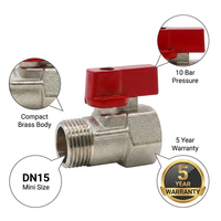 Vanne à boisseau sphérique mini en laiton DD1024 DN15 à poignée courte, joint PTFE, contrôle d'eau BSP, 10 bars, OEM