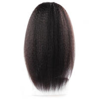 Perruque Lace Front en Cheveux Humains Yaki Lisses, Noir Naturel, Pré-Pluckée avec Baby Hair, pour Femmes Noires - Vente en Gros