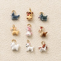 Pendentif Chien de Dessin Animé Mignon, Breloques en Céramique avec Finition Émail, Bijoux Animaux, Anneau Doré pour Collier, Bracelet, Cadeau DIY