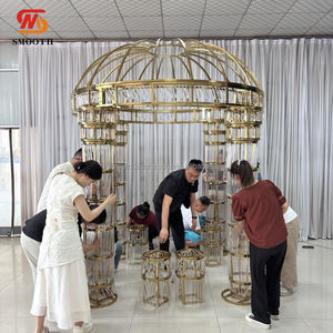 Chuppah เหล็กกรอบหลังคาสีทองแบบเรียบหรูใหม่ได้รับการออกแบบกระจกสำหรับการตกแต่งในงานแต่งงาน - Product Image 6