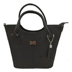 Sac à main de luxe Fana Wendy en cuir de vachette, motif floral embossé, grande capacité, avec pompon, sac fourre-tout pour femme, usage quotidien - Product Image 1