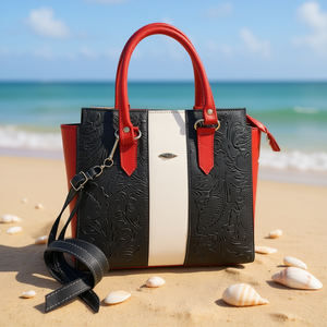 Bolso de Mano Camila de Cuero Vacuno Multicolor, Rectangular, con Cierre Abierto, Estilo Casual, para Playa, para Mujer - Product Image 2