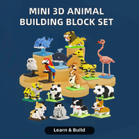 Bloques de Construcción 3D de Plástico ABS, Juguete de Modelismo para Niños de 5 a 7 Años, Escala 1:1, Juego de 50 Piezas - Tigre, León, Perro, Gato, Animales del Zoológico