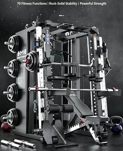 FRS Appareil de musculation multifonctionnel robuste Smith Machine avec pile de poids de 150 kg pour usage domestique et professionnel en salle de sport - Product Image 1