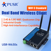 Convertidor de Serial a Wifi/Ethernet PUSR RS232 RS485, Servidor con Chip Qualcomm, Puerta de Enlace Modbus, Transmisión de Datos, Encriptación USR-W630s