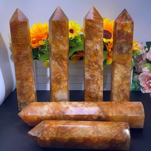 Tour de Guérisseur Doré Naturel Vente en Gros Jaune Quartz Hématoïde Point Obélisque Cristal Artisanat pour la Décoration et la Méditation - Product Image 2