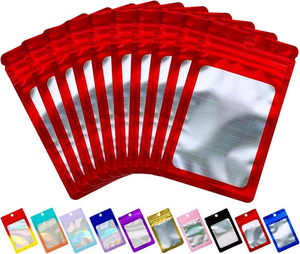 Y Y 100 Pieces Holographic Multicolored Packaging Bags Transparent <b>Small</b> Business Party Mylar Ziplock Bags - Product Image 5