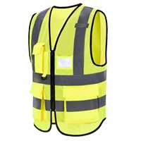Gilet de sécurité réfléchissant pour livreurs, gilet en maille haute visibilité avec fenêtre d'identification et poches
