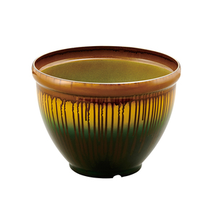 Maceta de jardín de cerámica esmaltada redonda azul agua alta - Product Image 4
