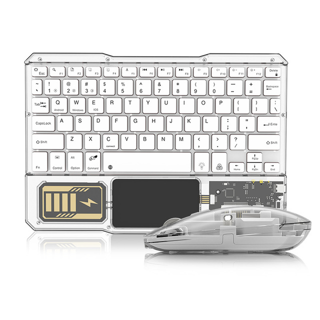 Factory Price New Transparent Wireless Mini Keyboard Mouse Set with Scissor Switch RGB Backlit for Office OEM Service Support
