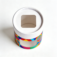Emballage en tube de papier artisanal recouvert de plastique personnalisable, boîte cylindrique avec fenêtre, recyclable, gaufré, emballage cadeau, jouets, artisanat