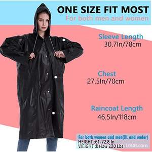 Imperméable pour adulte WOQI, réutilisable, en plastique EVA, poncho de voyage pour une personne, noir, gris, blanc, jaune, bleu lac, violet, magenta - Product Image 4