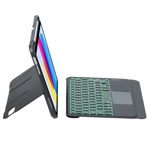 เคสหนังสำหรับ <span class=keywords><strong>iPad</strong></span> (2025) / 10.9 (<span class=keywords><strong>2022</strong></span>) พร้อมคีย์บอร์ดเรืองแสงแบบถอดได้และขาตั้งลอย - สีดำ - Product Image 4