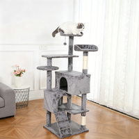 Arbre à chat multi-niveaux avec condo et échelle, griffoir et maisonnette en peluche pour chats d'intérieur