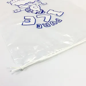 Emballage de sac de glace en plastique jetable personnalisé avec logo avec cordon de serrage