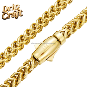 Nuevo Collar <span class=keywords><strong>Monaco</strong></span> de 6 mm con Cabeza Redonda Dorada, Cadena Cuadrada Biselada Dorada, Acero de Titanio Electrochapado, Cierre de 14K-18K - Product Image 2