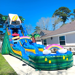 Toboggan aquatique gonflable à une voie avec <span class=keywords><strong>piscine</strong></span>, design requin 3D, aire de jeux aquatique extérieure pour enfants, pour le défi estival - Product Image 5