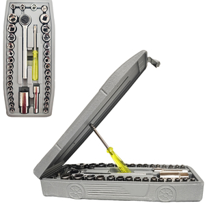 Ensemble d'outils de réparation pour la maison et la voiture, 40 pièces, jeu de douilles à cliquet de 1/4 et 3/8 pouces avec clé à cliquet et tournevis, boîte à outils mécanique complète - Product Image 5