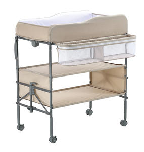<span class=keywords><strong>Table</strong></span> à <span class=keywords><strong>langer</strong></span> pour bébé à cadre en acier <span class=keywords><strong>pliable</strong></span> populaire en gros à bas prix avec rangement à 2 niveaux pour les petits espaces - Product Image 4