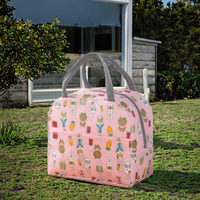 Nouvelle boîte à lunch isotherme écologique à motif floral avec fermeture éclair pour étudiants et employés de bureau, doublure en aluminium épais, polyester Oxford 2