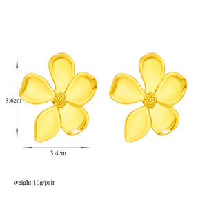 Flower <b>Stud</b> Earrings Gold <b>Titanium</b> Steel Jewelry Gift For Women Elegant Simple Design - Product Image 4