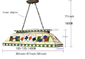 48 ''Tiffany phong cách hình chữ nhật LED hồ bơi bảng Mặt dây chuyền đèn 6-Lights Chandelier cho Poker bảng với kính màu thiết kế - Product Image 6