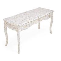 Table console moderne en bois avec incrustations d'os, style antique, 1 tiroir, meuble d'entrée, décoration de salon, bureau avec incrustations d'os