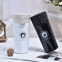 Mug à café isotherme en acier inoxydable réutilisable de 380 ml avec impression de logo personnalisé, double paroi, anti-fuite, avec couvercle, pour le camping