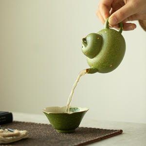 Xiaoqing Mandarin nouveauté théière Caramel glaçure arrosage or théière pour trou <span class=keywords><strong>filtre</strong></span> <span class=keywords><strong>haut</strong></span> <span class=keywords><strong>de</strong></span> <span class=keywords><strong>gamme</strong></span> Kung Fu service à thé théière en céramique - Product Image 3