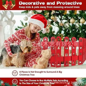 Cross-<b>border</b> solid wood Christmas decorative <b>fence</b>, foldable outdoor Christmas tree apron, festive red <b>fence</b>, snowflake <b>fence</b> - Product Image 3
