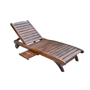 Chaises longues de plage pliantes en bois d'extérieur en gros à prix réduit avec coussin - Product Image 2