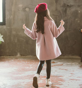 Filles hiver laine chaud pardessus automne nœud à volants bouton vestes mode enfants vêtements vêtements d'extérieur - Product Image 3