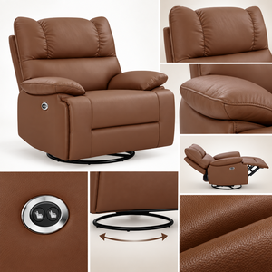 <span class=keywords><strong>Fauteuil</strong></span> inclinable électrique moderne de style européen, pivotant à 360°, avec appui-tête réglable, tissu premium et coussin supérieur - Product Image 4