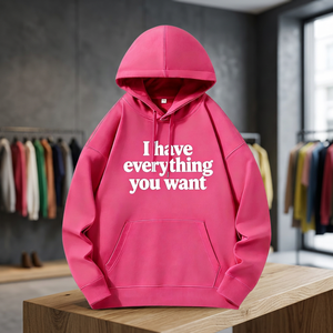 Sudadera con Capucha Oversize Rosa Unisex de Algodón Tejido, Estilo Casual Urbano con Estampado Frontal y Bolsillos, Ideal para Otoño - Product Image 4